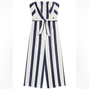 Strapless Black & White Striped Jumpsuit